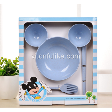 Bộ đồ ăn trẻ em hình chuột Mickey 4 miếng